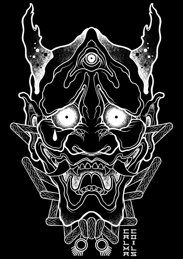 Amazed Hannya Oversized Tee | BLK